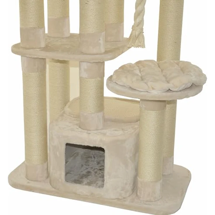 nanook Kratzbaum Memphis XXL - hochwertiger Plüsch - große Liegefläche - für große Katzen - beige – Bild 3