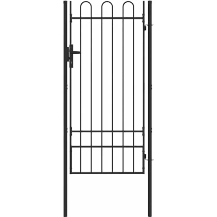 vidaXL Gartentor Zauntor Grau, 100 x 200 cm, pulverbeschichteter Stahl mit modernem Design und robuster Bauweise – Bild 1