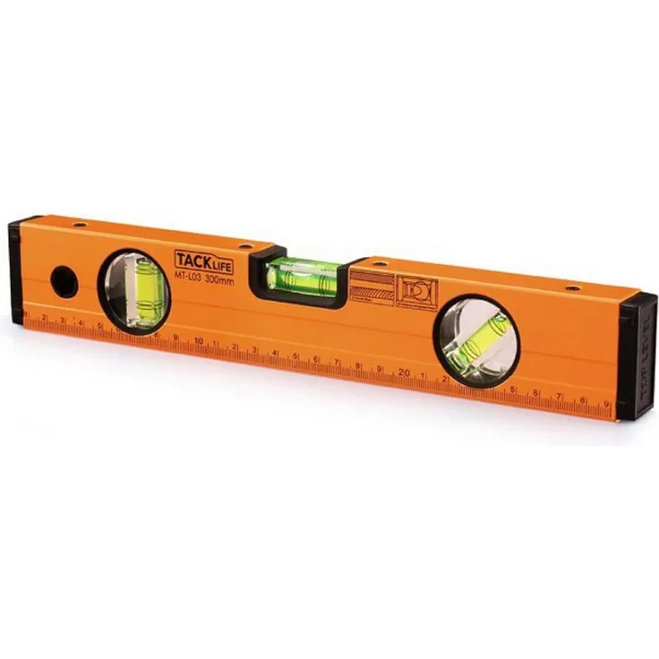 TACKLIFE Wasserwaage, 300mm Röhrenlibelle mit 3 Messwegen und Magneten, orange