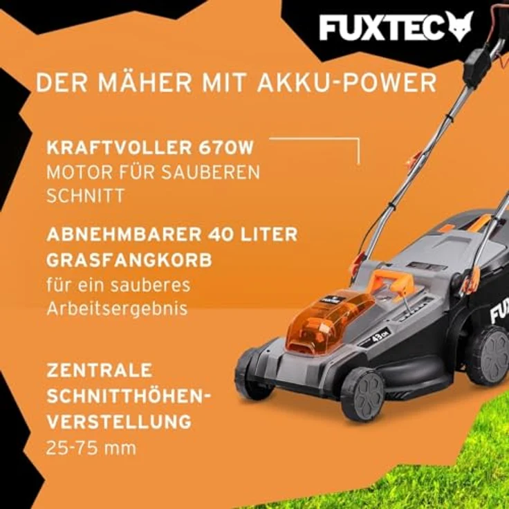 FUXTEC FX-E2RM43PRO Akku-Rasenmäher 40V (2x20V) mit 2x5Ah Akku & Ladegerät, Radantrieb, 43 cm Schnittbreite, 3-in-1 Mulchfunktion – Bild 5