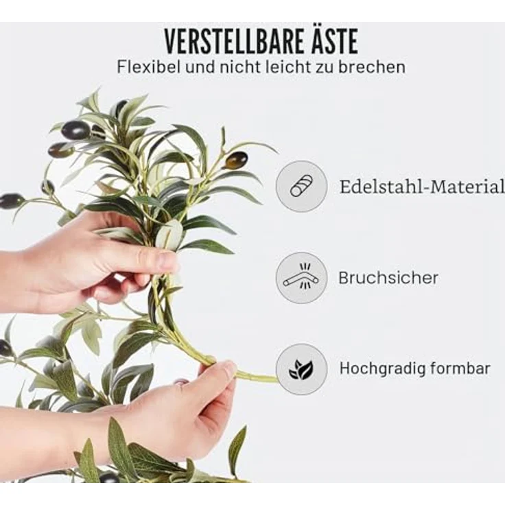 VEVOR Künstlicher Olivenbaum 60x60x155cm aus PE, geruchslos und wasserdicht, ideal für Wohnzimmer und Schlafzimmer – Bild 5