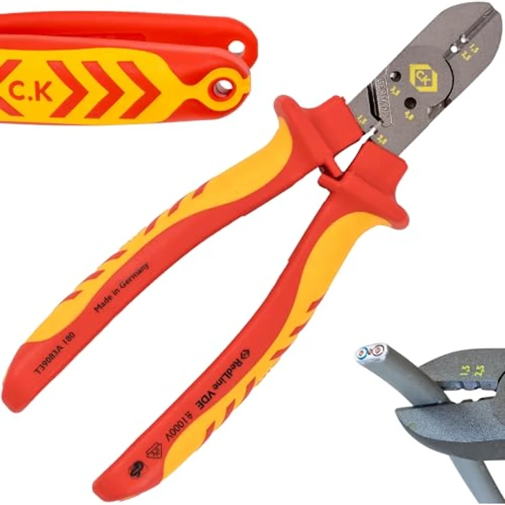 C.K RedLine VDE Combicutter 3 Max, 180 mm, VDE-geprüfte Zange mit verbessertem Griffdesign und Schraubenschneider – Bild 1
