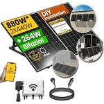 EPP.Solar® 880W Balkonkraftwerk mit Halterung, 2x440W Bifazialer Solarpanel, Wechselrichter 800W mit Wifi - Photovoltaik Komplettanlage, 3m Kabel, Glas-Glas Module, IP67-Schutz - EPP.Solar