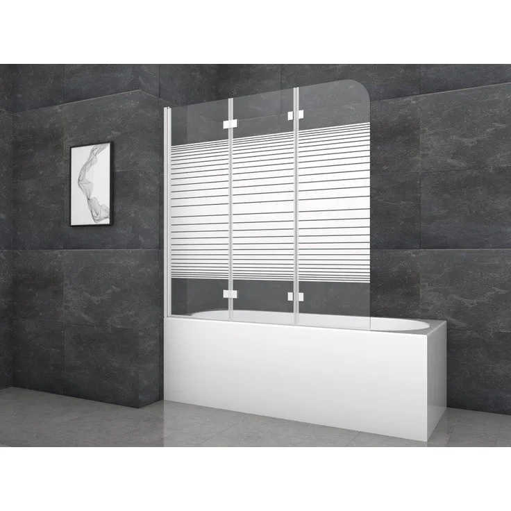 Marwell Badewannenfaltwand Pulse 3, Einscheibensicherheitsglas, weißes Aluminiumprofil, 3-flügelig