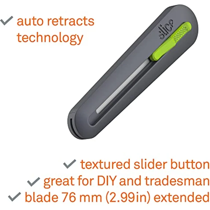 Slice 10560, Industrie-Cuttermesser mit automatischem Klingenrückzug, robuster glasfaserverstärkter Nylon-Griff, ausfahrbare Klinge bis 8,25 cm, grün – Bild 4