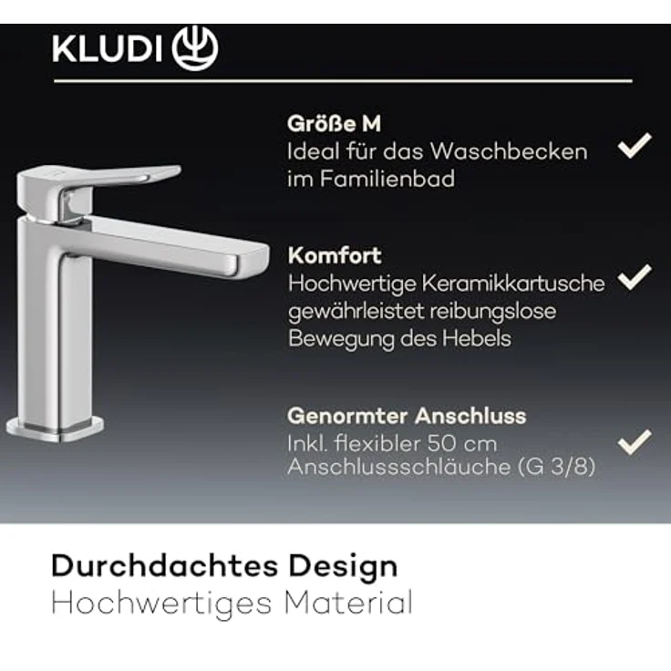 OTTO KLUDI-X3 Waschtischarmatur 422880581, Einlochmontage, Chrom, Keramikkartusche mit Heißwasserbegrenzung, Durchflussmenge 45 l/min. – Bild 6