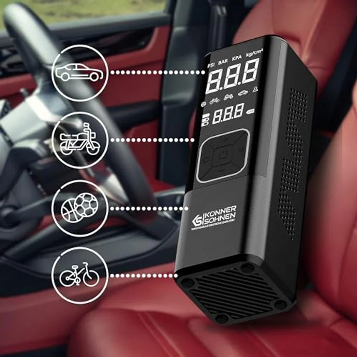 Könner & Söhnen KS P20, tragbarer Kompressor mit 150 Psi Betriebsdruck und integriertem Display, 22 l Tankvolumen, akkubetrieben – Bild 3