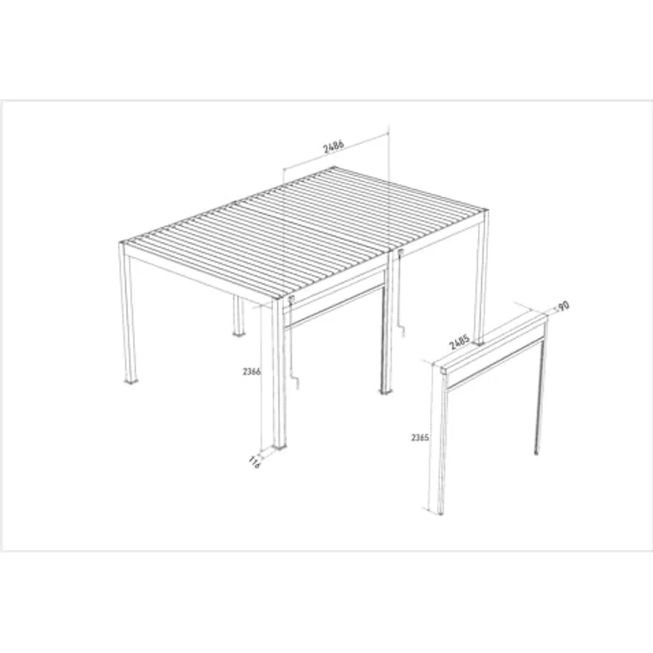 Weide Pavillonseitenteil Sonnenrollo Sand, stufenlos einstellbar, 265x236 cm, für Deluxe Pergola – Bild 3