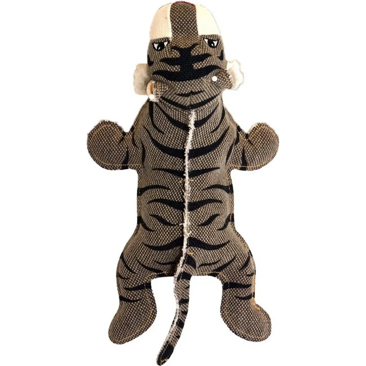 DUVO+ Tierkuscheltier Hundespielzeug Canvas Tiger, aus Baumwolle mit Polyesterfüllung für langlebigen Spielspaß
