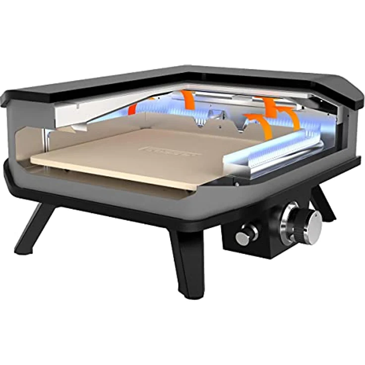 cozze, Millarco 90346 XXL 17 Gas Pizza Ofen mobiler Pizzaofen Pizzastein Gasgrill bis 400°Grad regelbar mit 42,50 x42,50 cm Pizzastein tragbar Terrasse Balkon Garten 8kW, Black – Bild 4