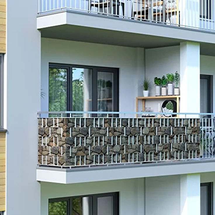 JAROLIFT PVC Sichtschutzstreifen 40m inkl. Befestigungsclips für Zäune, Bruchstein – Bild 5