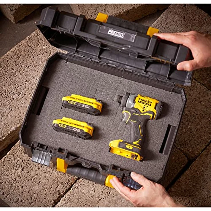 Stanley FMST1-71966 FatMax Pro-Stack Werkzeugbox (13.5 Liter, für kleinerer Handwerkzeuge + Elektrowerkzeuge, mit Schaumstoff-Einlage, rostfreie Metallverschlüsse, stapelbar – Bild 12