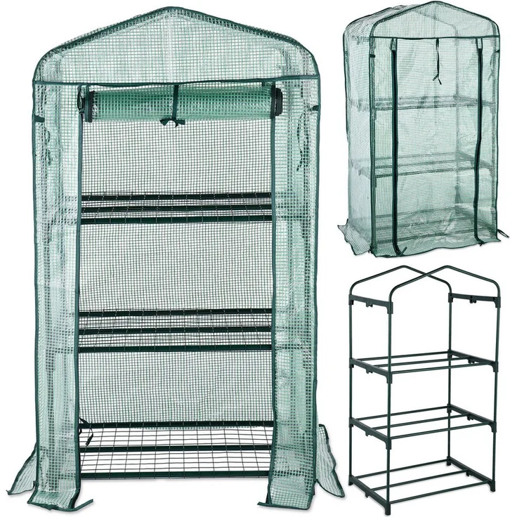 TOM Foliengewächshaus 140g/m² Gitterschutzfolie, BxTxH: 69 x 49 x 126 cm, 0,4 mm Wandstärke, 0,4mm Stahl, in Grün