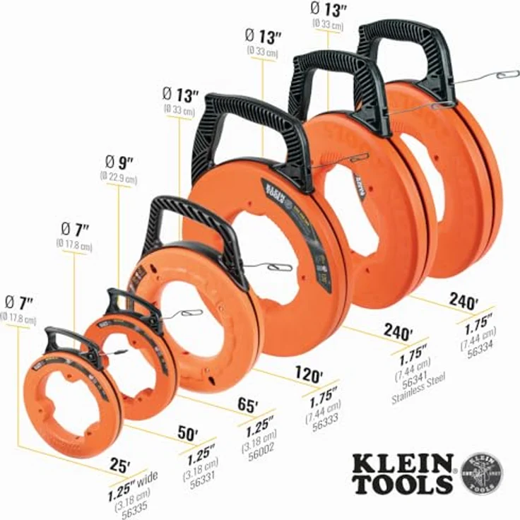 Klein Tools 56335 Stahleinziehband, 7,6 m - Hochfestes, flexibles Einziehband aus Federstahl, Laser-eingebrannte Längenmarkierungen, schlanke Kunststoffspitze – Bild 3