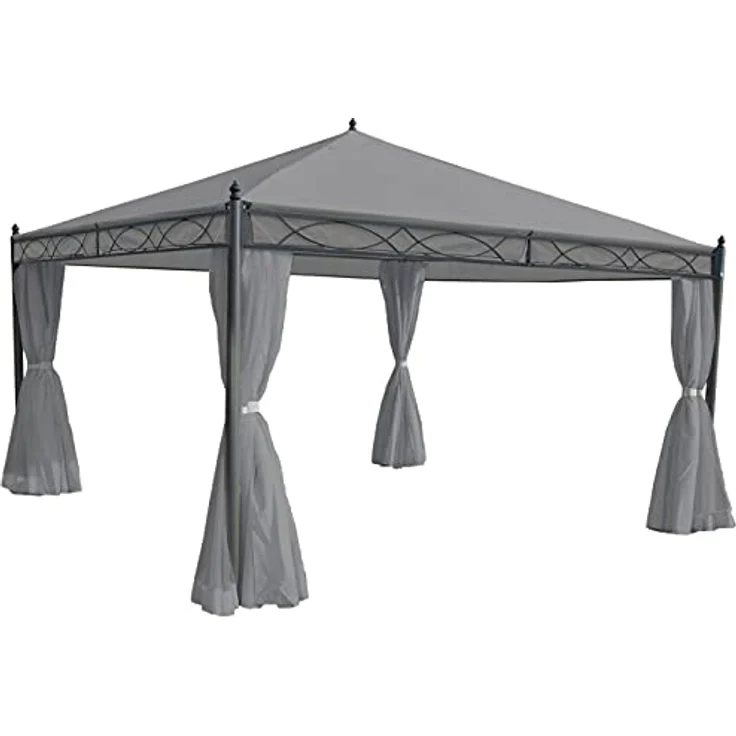 PROREGAL® Pavillonseitenteil 4er-Set, hellgraue Seitenwand für Pergola Cardiz 4x4m, wasserabweisend, 383x205 cm – Bild 3