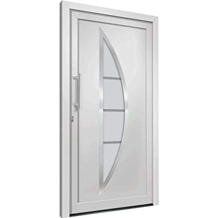 vidaXL Haustür mit Handgriff-Set, 108x200 cm, weiß, inkl. 3 Schlüssel und Montageset, mit isolierverglaster Füllung und 5-Pilzkopfverriegelung – Bild 4
