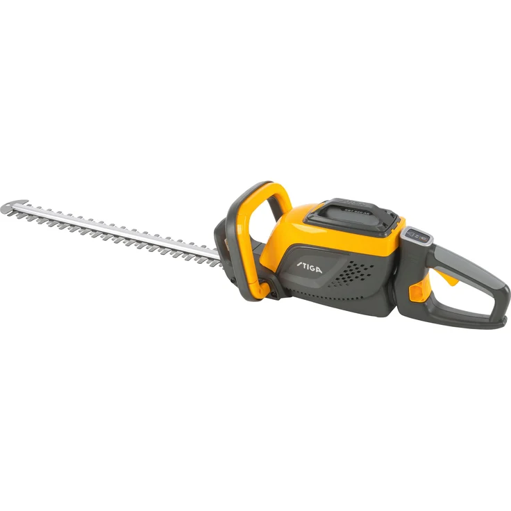 STIGA GARDEN Akku-Heckenschere HT 500e (Spar-Set) 51cm mit 48V/2Ah Akku, Ladegerät - lasergeschnittenes Doppelmesser, 27mm Zahnabstand, Softgriff, Sicherheitsschalter