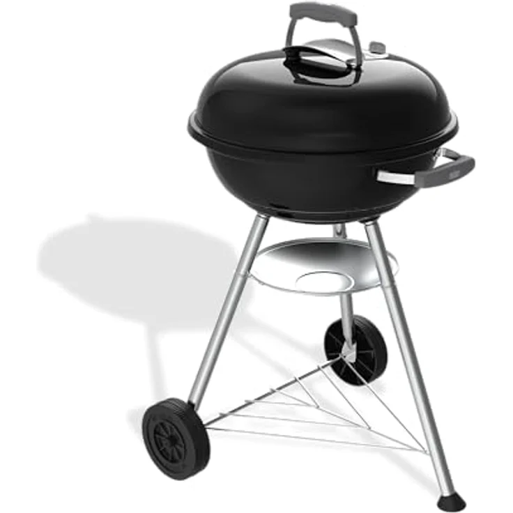 Weber Compact Kettle Holzkohlegrill (2026 Version) mit Dreibein-Ständer und Rädern, hitzebeständiges, rostfreies Design, verchromter dreilagiger Rost, 47 cm, Schwarz – Bild 3
