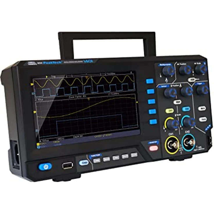 PeakTech 1401, Digital Speicher Oszilloskop, 2 Kanal, 10 MHz, 100 MS/s, USB Schnittstelle, PC Software, P 1401, Schwarz – Bild 2