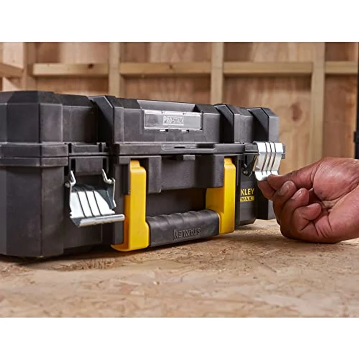 Stanley FMST1-71966 FatMax Pro-Stack Werkzeugbox (13.5 Liter, für kleinerer Handwerkzeuge + Elektrowerkzeuge, mit Schaumstoff-Einlage, rostfreie Metallverschlüsse, stapelbar – Bild 7