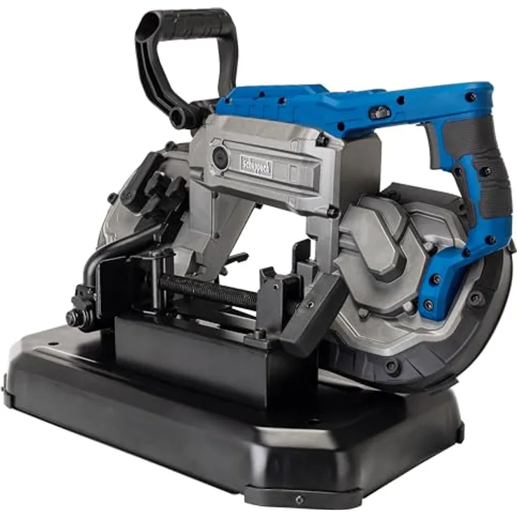 Scheppach MBS1200xt, Metallbandsäge mit 1100 W Motorleistung, Fixierungsmechanismus und variable Schnittgeschwindigkeit