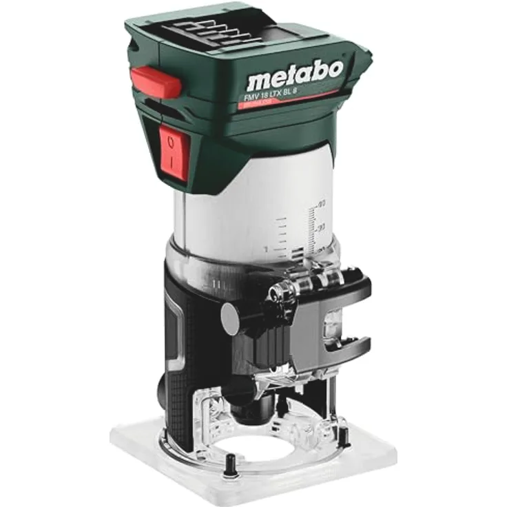 Metabo Akku-Kantenfräse FMV 18 LTX BL 8-18V, Brushless-Motor, 4800-29000 U/min, 6/8 mm Spannzange, metaBOX 145 L - für Holz und holzähnliche Werkstoffe