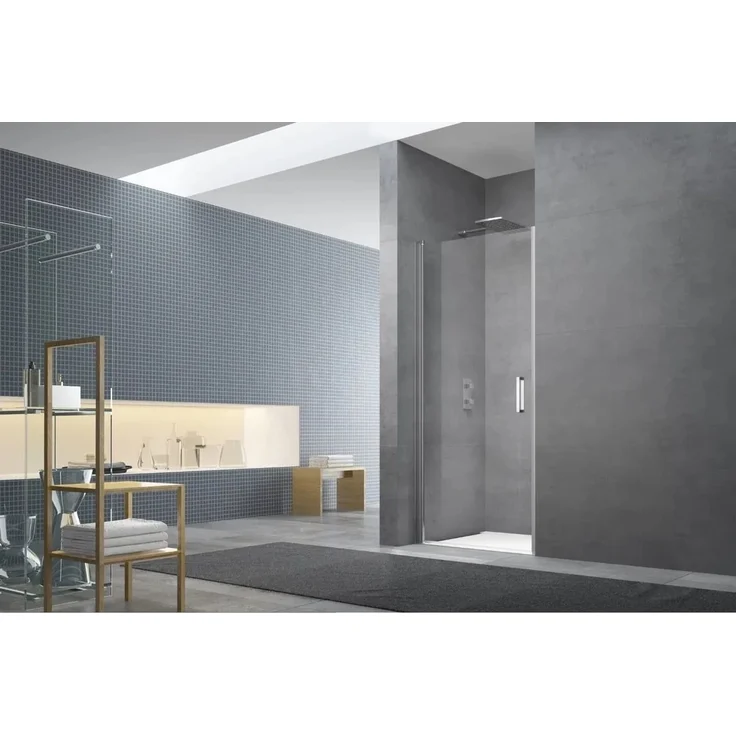 Swiss Aqua Technologies Fusion Nischentür Walk-In 90 cm Chrom, Easy-Clean-Glas, bodengleich, beidseitig montierbar