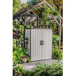 Ondis24 Keter Gartenschrank Premier, XXL Geräteschuppen, Gartenbox regensicher, UV- und wetterbeständig, kunststoff PP, 140 x 73,6 x 170,4 cm, in blau