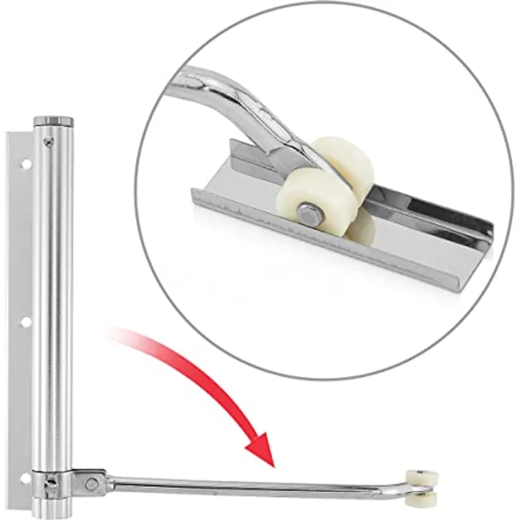MidGard Türschließer, automatischer Aluminiumlegierung für Innentüren und Außentüren bis 20 kg, korrosionsbeständig, inkl. Schrauben und Inbusschlüssel, Silber – Bild 5