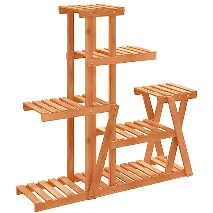 vidaXL Blumenständer, Pflanzständer 95x25x96 cm Massivholz Tanne, Retro-Design, Wandhalterung, belastbar bis 10 kg – Bild 1