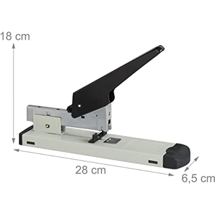 Relaxdays Heftgerät Profi, 100 Blatt Heftleistung, für 24/6 Klammern, einstellbare Einlegetiefe bis 70 mm, grauer Bürotacker – Bild 4