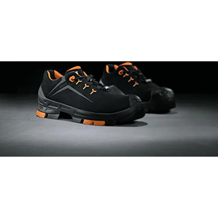 Uvex 2 Halbschuhe S3, Sicherheitsschuhe mit metallfreier Zehenschutzkappe, schwarz-orange, Weite 12, Größe 45 – Bild 4