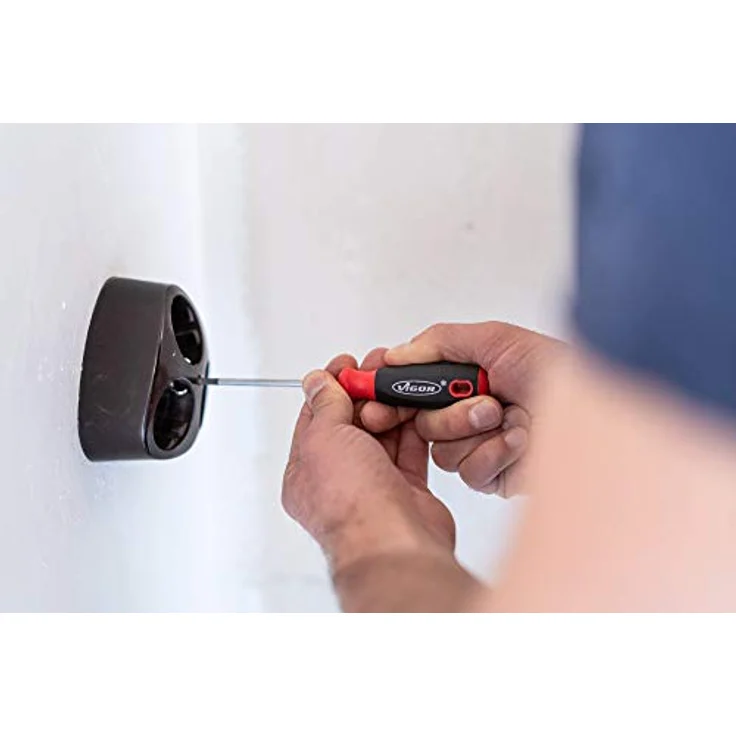 VIGOR Schraubendreher-Satz (Mit extra kurzen Schraubendrehern, Kreuz- und Schlitzprofil, 12 Schraubendreher für Profis und den Haushalt) V4655 – Bild 7