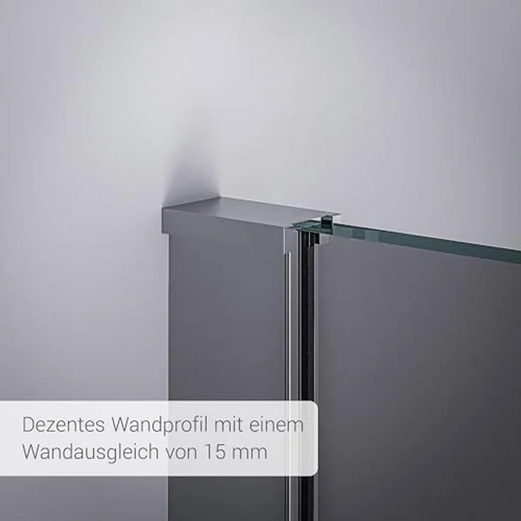 Bernstein Walk-In Nano Duschabtrennung EX101, Echtglas 10mm, graues Glas, Wandprofil Chrom, 140cm – Bild 4