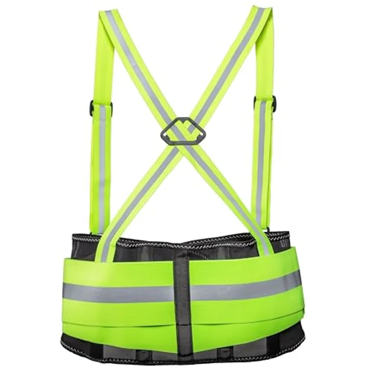 Kneetek Rückenstützgurt Hivis XL | Reflektierender Stützgurt für hohe Sichtbarkeit | Rückenstütze zur Erleichterung der Arbeiten, Neon Gelb – Bild 3