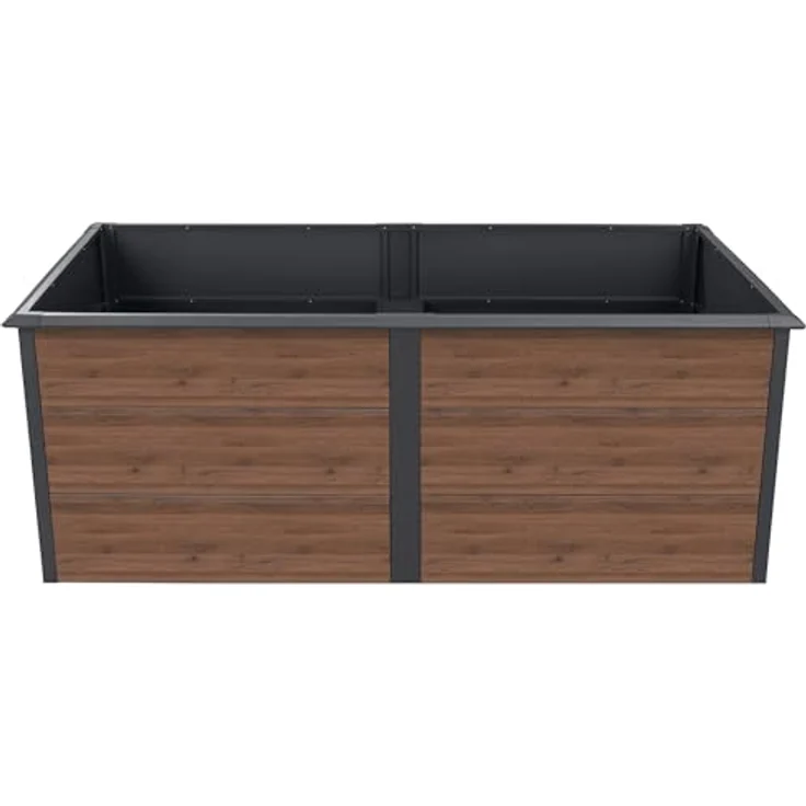 Zelsius Hochbeet Anthrazit RAL 7016, 200 x 100 x 77 cm, Walnuss Holzoptik, rückenschonend, wetterfest, ideal für Gemüse- und Blumenanbau – Bild 5