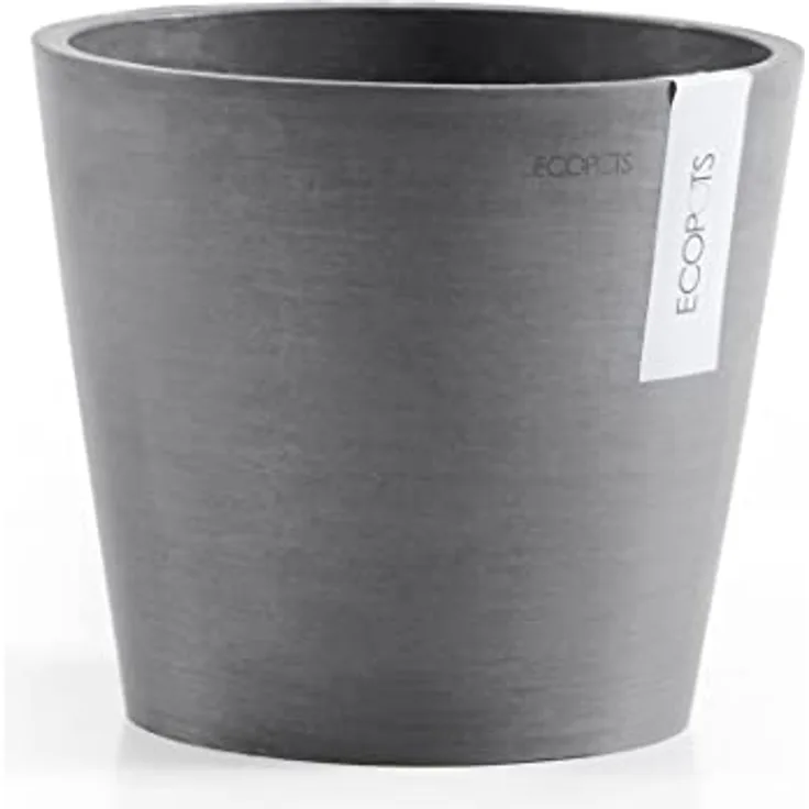 ECOPOTS | Blumentopf Gross | Amsterdam | 20 cm Durchmesser | grau | Übertopf groß | Plant Pot | Flower Pot | 20 cm (Durchmesser) x 17,5 cm (Höhe)
