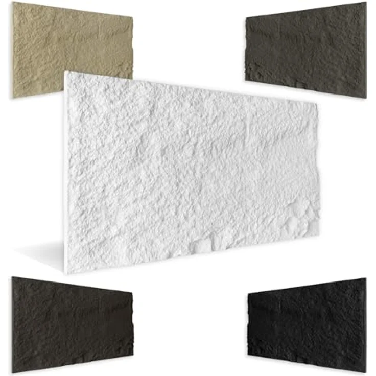 HEXIM 3D Wandpaneele A002-01, Steinoptik Felsen Platten, 6 Stück, 120x60 cm, weiß, 4,38 m², wasserabweisend, schimmelresistent, überstreichbar – Bild 1
