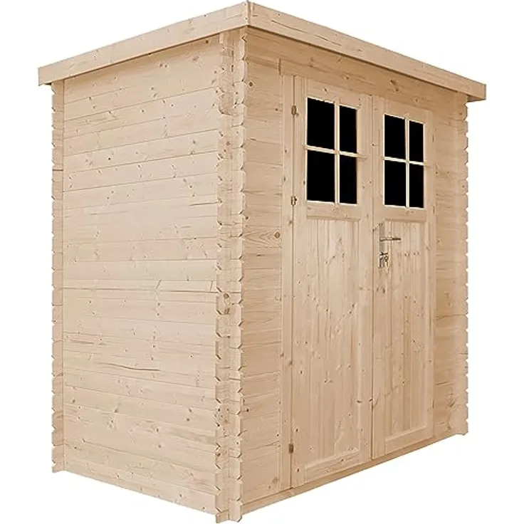 TIMBELA Holzhaus Gartenhaus - Gartenschuppen Holz mit Boden Imprägnierte B239xL142xH200 cm/ 2,63 m2 Lagerschuppen für Garten - Fahrrad Schuppen - Hochwertige abschließbare Tür M310F+M310G