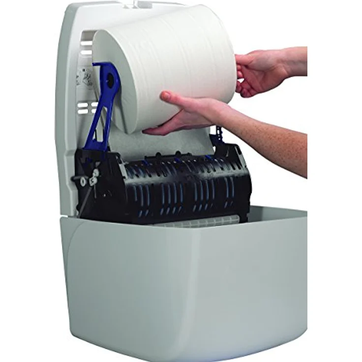 Aquarius Handtuch-Spender 6959, Papierhandtuchspender mit hochglänzender weißer Oberfläche, no-touch Design für hygienischen Einsatz – Bild 2
