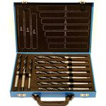 PeTools Spiralbohrer 10 tlg. HSS Konus-Bohrer, Stahlbohrer 14-23mm, Morsekegel MK MK1, MK2, DIN345, dampfangelassene Oberflächenbehandlung