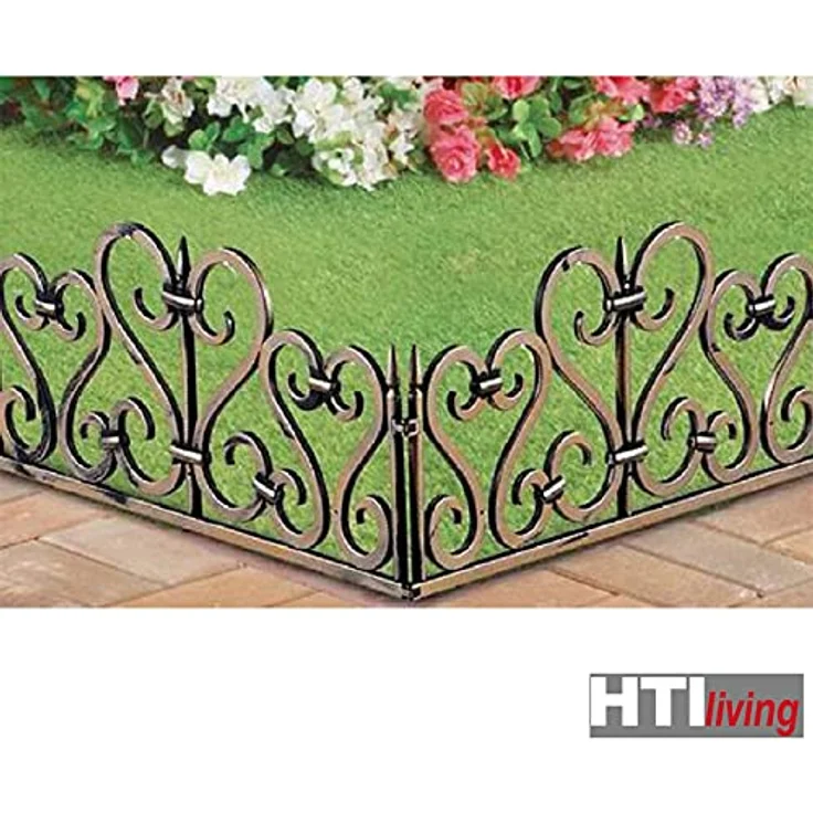 HTI-Living Beetbegrenzung Zierzaun Romantik Nessa, 4 Zaunelemente, Beeteinfassung Beetbegrenzung, 49,5 cm breit, witterungsbeständiger Kunststoff – Bild 3