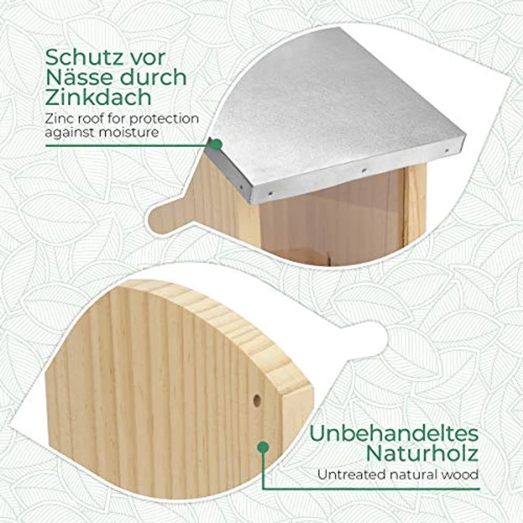 WILDLIFE FRIEND I Eichhörnchen Futterhaus Maxi | 14 x 29 x 26.5 cm aus Massivholz mit Metall-Dach - Wetterfest, Futterstation zum Eichhörnchen füttern, Eichhörnchenfutterhaus – Bild 4