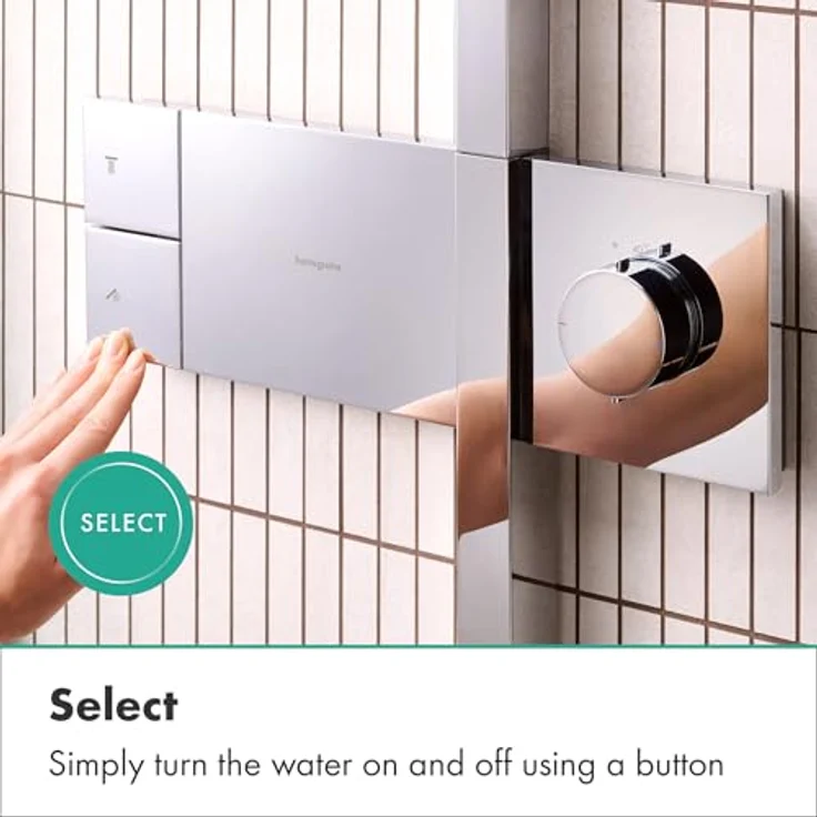 hansgrohe Raindance Alive S Duschsystem, Regendusche 300 mm mit Thermostat, Handbrause und EcoSmart Technologie, wassersparend, Chromoptik – Bild 5