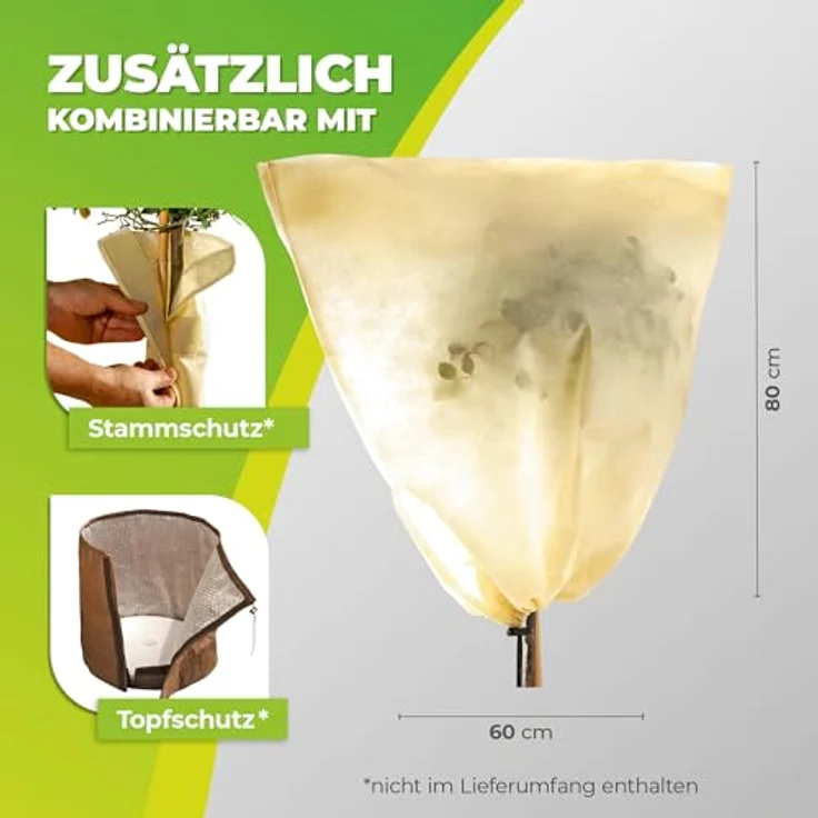 BioGreen Kübelpflanzensack S 80 x 60 cm 70 g-m² Winterschutz – Bild 2