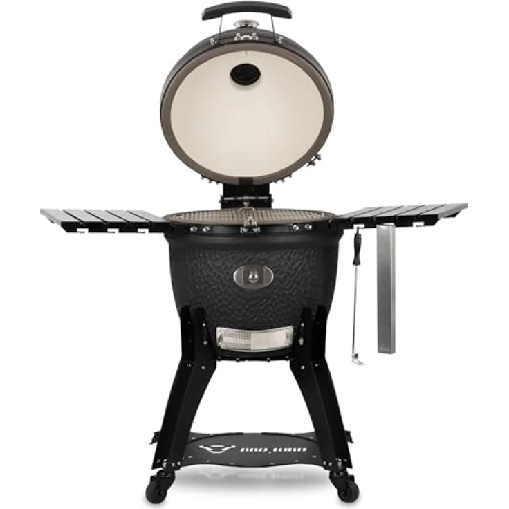 BBQ-Toro Kamado Grill "Yoru" Ø 62 cm, Holzkohlegrill Keramikgrill mit Thermometer, Rädern, matt schwarz – Bild 1