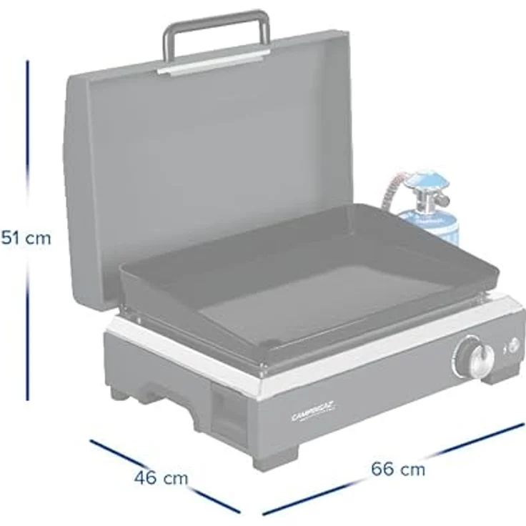 Campingaz Sigma 1 CV Gas-Plancha-Grillplatte, tragbarer Tischgrill mit 2,8 kW Brenner, emaillierte Stahloberfläche, BlueFlame-Technologie, 30 x 45 cm Kochfläche, verbesserte Reinigungssystem – Bild 5