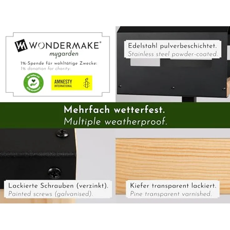 WONDERMAKE® Design Vogelhaus mit Ständer aus Metall und Holz wetterfest, modernes Vogelfutterhaus groß Metalldach stehend, Vogelhäuschen Futterhaus für Vögel zum Stellen XL – Bild 3