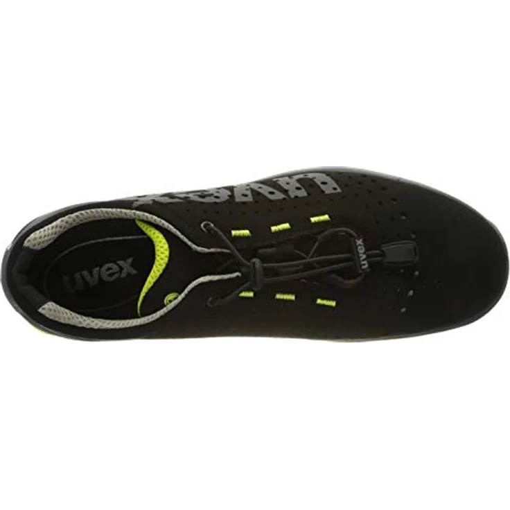 Uvex 1 S1 SRC ESD 85438, flache Sicherheitsschuhe mit rutschhemmender Sohle, Schwarz / Gelb, Größe 35 EU – Bild 5