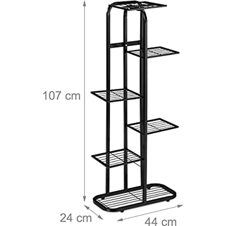 relaxdays Blumenständer Metall Blumentreppe 6 Etagen, Schwarz - Robustes Stahlgestell, pulverbeschichtet, vielseitig einsetzbar – Bild 5